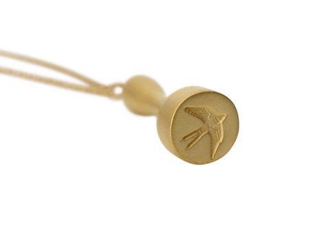 Home Signet Pendant in Matte Gold