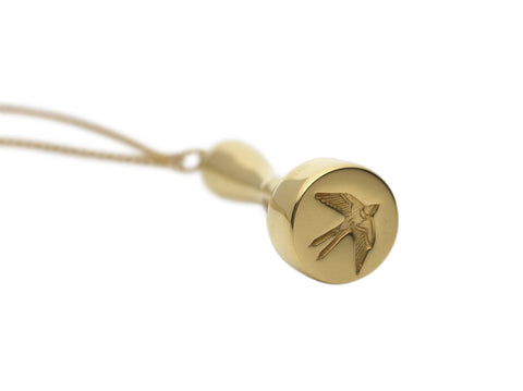 Home Signet Pendant in Polished Gold